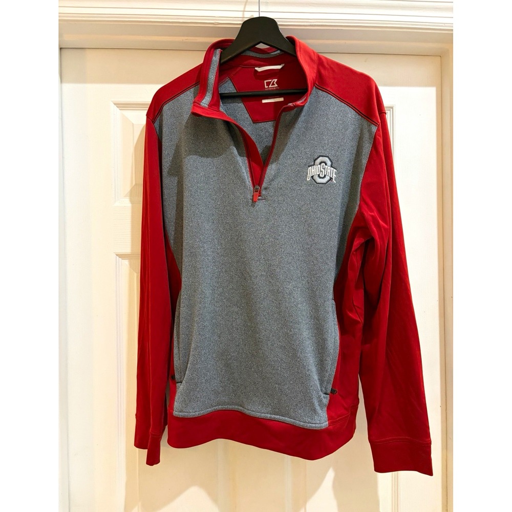 Cutter & Buck Ohio State Buckeyes Men's M Gray/Red Quarter Zip Sweatshirt